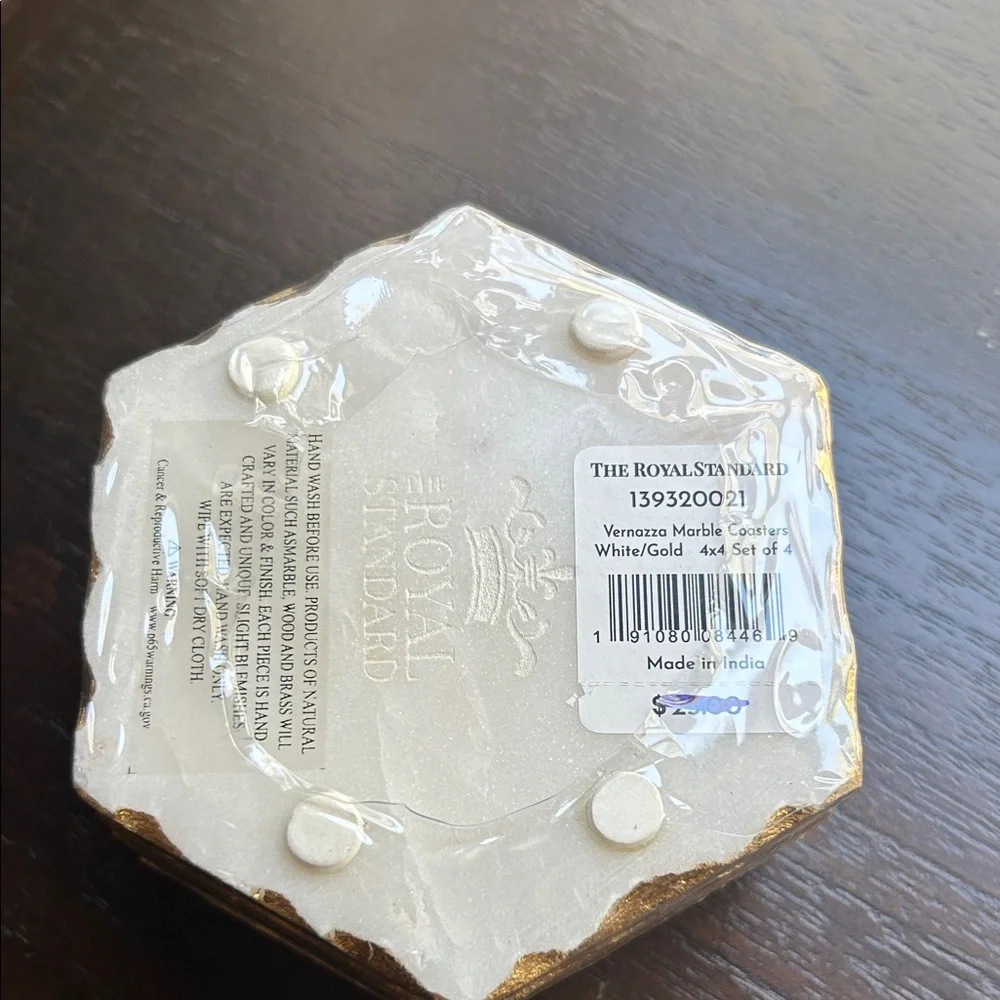 Vernazza Marble Coasters (Set of 4) - White and Gold